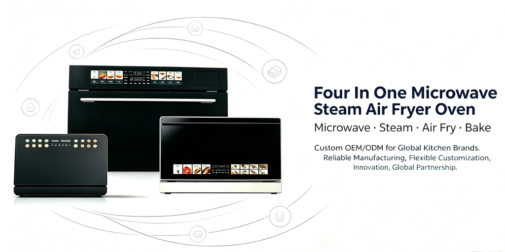 four in one microwave steam air fryer oven, built-in kitchen appliance OEM ODM